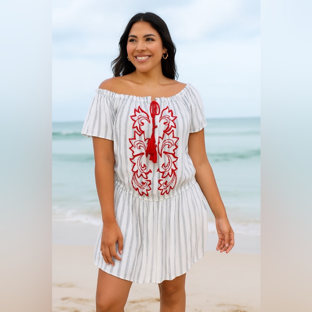 La Vie en Rose Embroidered Swim Dress/Coverup - NEW Women’s Large
